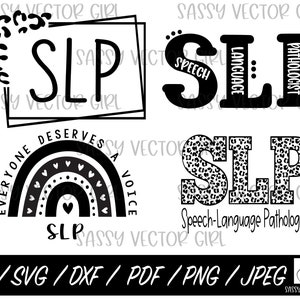 SLP bundel SVG, spraak taal patholoog SVG, SLP PNG, logopedist clipart, SLP PNG, gesneden bestanden Cricut silhouet, Instant Download