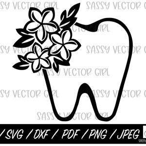 Dente floral svg, Dental svg, Dentista png, Dente svg, Higiene dental svg, Assistente dentário png, Dental Squad svg, Arquivo cortado, Download instantâneo
