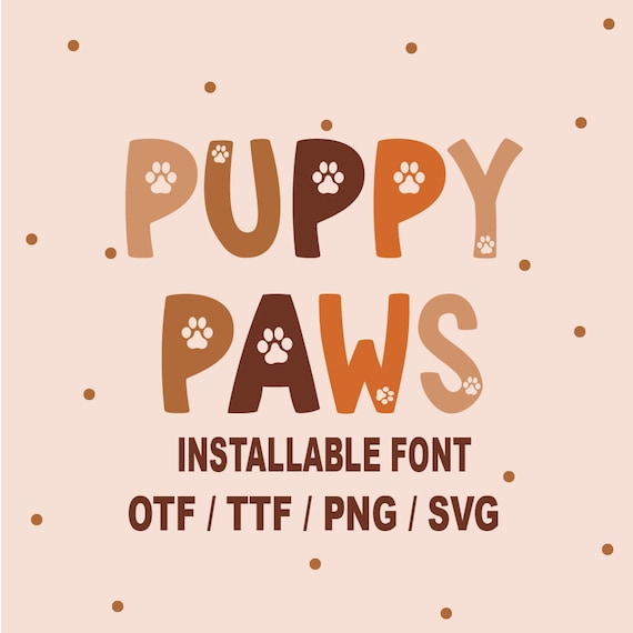Dog Font Ttf, Dog Paw Print Font, Animal Fonts, Pet Fonts, Craft