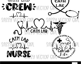 Cath Lab Bundle svg, Cath Lab Nurse Cut File, Cath Lab Crew Shirt Design, Descarga instantánea de cardiología, Archivo de corte de enfermera cardíaca