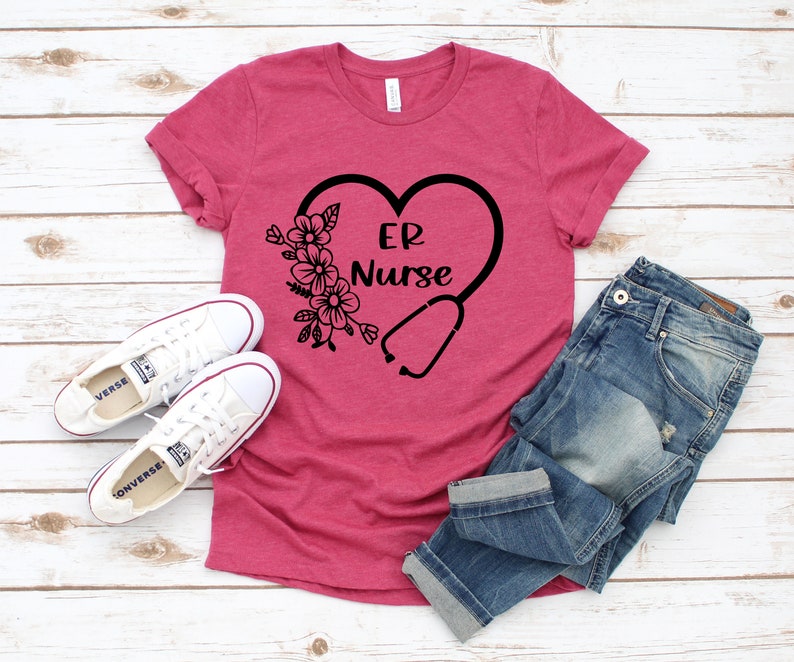 ER Nurse Svg ER Nurse Cut File Floral Stethoscope Png Etsy