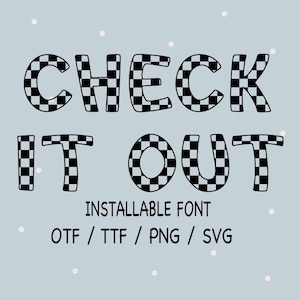 Checkered Font Svg, Checkered Alphabet and Numbers, Checkered Letters TTF, Checked Alphabet svg, Installable Handwritten Font