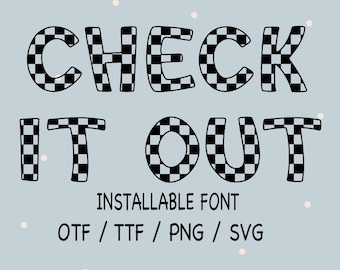 Checkered Font Svg, Checkered Alphabet and Numbers, Checkered Letters TTF, Checked Alphabet svg, Installable Handwritten Font