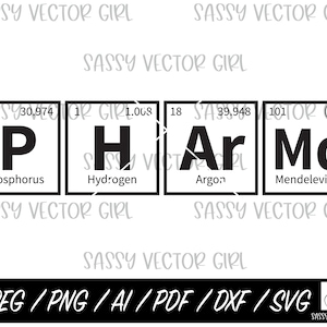 薬局 svg、薬剤師 png、Pharm D svg、PharmD シャツ svg、Pharm D カット ファイル、デジタル ダウンロード、薬学博士 svg、周期表 png
