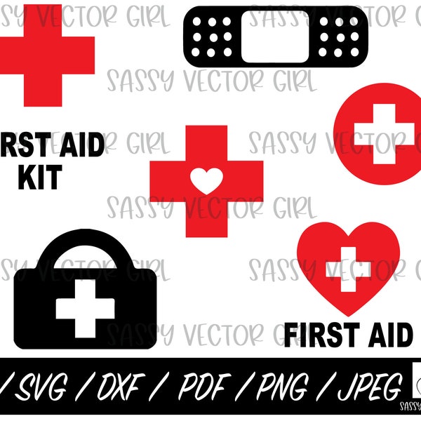 First Aid SVG, First Aid png, Emergency svg, Medical Clipart, Healthcare Svg, Medicine Bag, Digital Download, Cut Files, Cricut,  Silhouette
