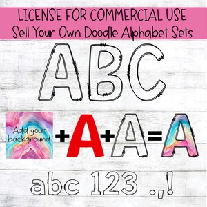 Commercial Use Doodle Letters, Transparent Doodle Alphabet Solid Fill & Outline, Make Your Own Doodle Font, SVG Blank Doodle Outline