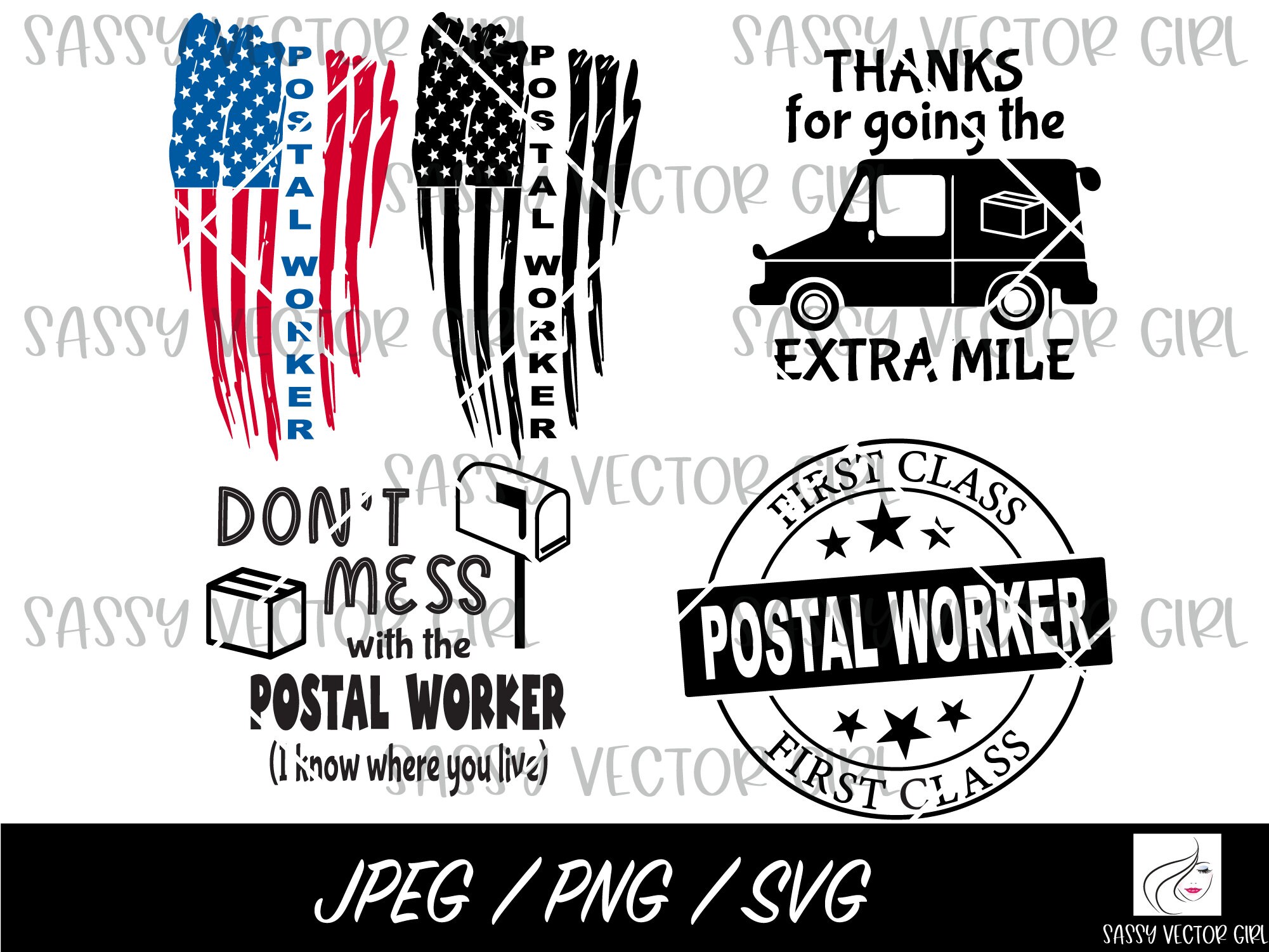 Postal Worker Svg, Mail Carrier Svg Bundle, Delivery Driver Svg Flag ...