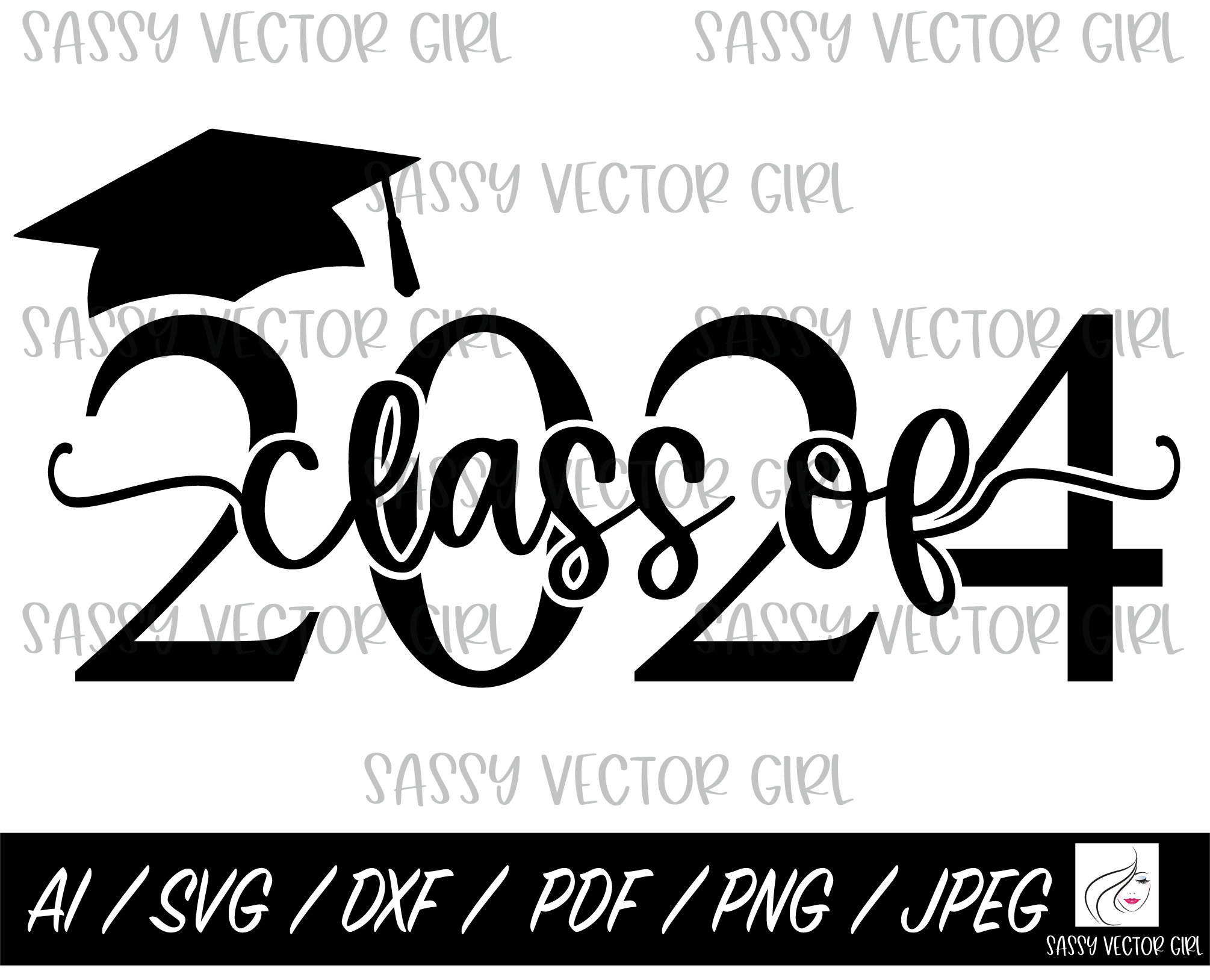 Class of 2024 Graduation Cap - SVG file Stock Vector