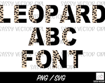 Half Leopard lettertype SVG bundel, Black Leopard alfabet letters PNG, Cheetah lettertype SVG, Animal Print letters PNG
