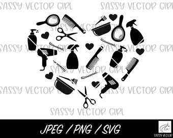 Kapper hart Svg, haarstylist SVG, haarstylist clipart, kapper SVG, schoonheidsspecialist png, haar Hustler gesneden bestand, Cricut, silhouet