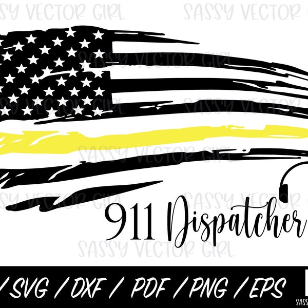 911 Dispatcher SVG, Dispatcher Cut File, Thin Yellow PNG, Dispatcher Shirt, Dispatcher Flag svg, 911 Design For Cricut and Silhouette