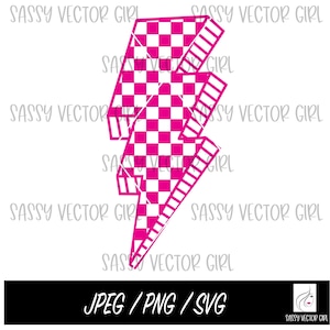 Rosa karierter Blitz svg, rosa Schachbrett-Blitz png, Doodle Lightning Bolts Shirt png, Blitz für Sublimation