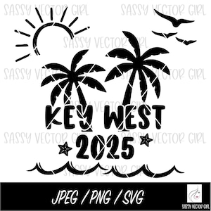 Key West SVG, Key West 2025 svg, Florida Keys Shirt png, Mädchen Reise geschnitten Datei, Strand svg, Familienurlaub Reise digitaler Download