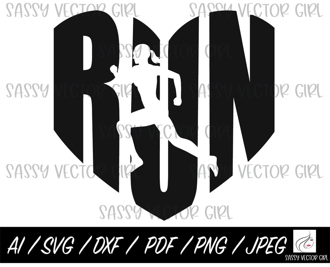 Runner Svg, Girl Runner Heart Svg, Run Heart Instant Download, Running