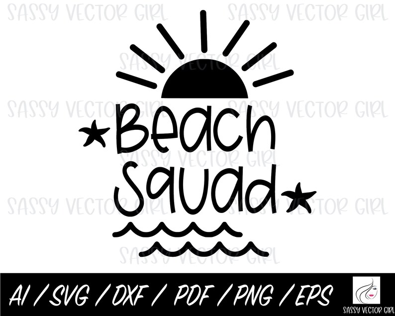 Beach Squad SVG, sommar direktnedladdning, strand SVG, tjejresa PNG, klippfiler för Cricut och Silhouette, tjejhelg familjesemester png bild 1