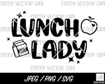Lunch Lady svg, Cafeteria Crew svg, Trabajador de cafetería, Lunch Lady png, Personal del almuerzo escolar, Archivos cortados para Cricut, Silueta, Descarga instantánea
