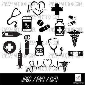 Medical svg Bundle, Medical Icons svg, Nurse Svg Bundle, Doctor Svg Bundle, Cut Files, Medical Clipart, Medical Tools svg