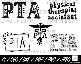 Paquete SVG de PTA, Asistente de fisioterapia SVG, Asistente de fisioterapia PNG, Archivo de corte para Cricut, Diseño de camiseta de PTA, Descarga instantánea