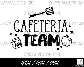 Equipo de cafetería svg, Trabajador de cafetería SVG, Señora del almuerzo png, Personal del almuerzo escolar, Archivos cortados para Cricut, Silueta, Descarga instantánea