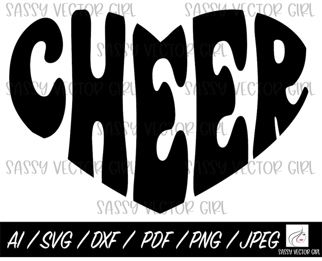 Cheer Svg, Cheer Heart Svg, Cheerleading Svg, Instant Download, Cheer