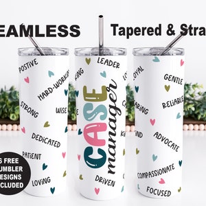 Case Manager PNG Tumbler Wrap Design, Case Worker Design de sublimação perfeita, Assistente Social Png Warp, Skinny Tumbler PNG Wrap