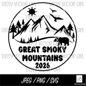 Smoky Mountains SVG, Tennessee Trip png, Mountain Vacation 2026 Cut File for Cricut, Digital Download, Travel svg, Camping Shirt