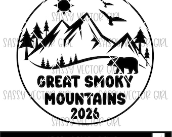 Smoky Mountains SVG, Tennessee Trip png, Mountain Vacation 2026 Cut File for Cricut, Digital Download, Travel svg, Camping Shirt
