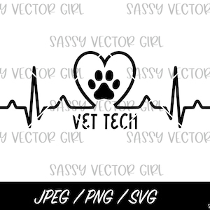 Vet Tech svg, Veterinary Technician Instant Download, Heartbeat Veterinary Medicine SVG, Cut Files for Cricut, Silhouette, Vet Appreciation