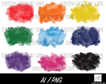 Watercolor Splashes PNG, Paint Splatter png, Watercolor Background png, Rainbow Color Splats, Watercolor Splatter, Multicolored Splashes png