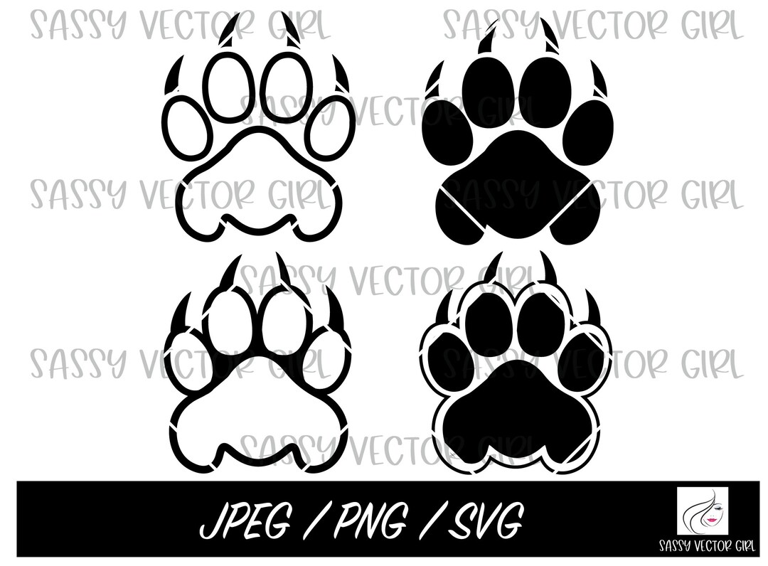 Cat Paw Print Svg, Tiger Paw Print Svg, Lion Paw Svg, Panther Paw Svg