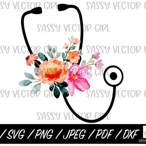 Floral Stethoscope png, Floral Stethoscope svg, Stethoscope svg, Stethoscope Shirt Design, Instant Download, Nurse Stethoscope png