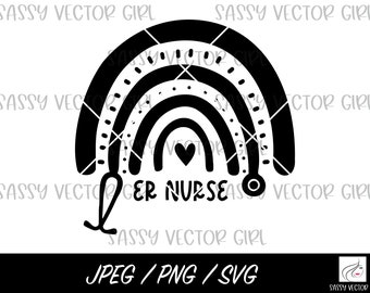 Emergency Department SVG, ER Nurse Rainbow SVG, ER Nurse Cut File, Emergency Room Nurse Shirt Design, Instant Download, PNG, Cut File Cricut