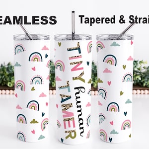 Lehrer PNG Tumbler Wrap Design, Lehrer Nahtloses Sublimationsdesign, Kindergarten Skinny Tumble PNG Wrap, winziger menschlicher Tamer Png Tumbler Design
