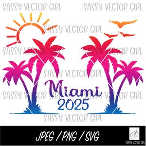 Miami png, Miami Beach 2025 svg, Miami Shirt png, Girls Trip Cut File, Strand svg, Familienstrandurlaub svg, digitaler Download