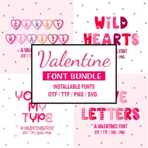 Valentine Font Bundle TTF, Heart Font, Valentine&#39;s Day Font, Cute Hearts Alphabet Svg, Love Font, Installable Font, Valentine Letters svg