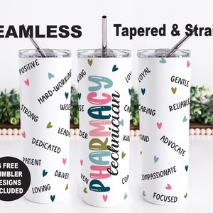 Pharmacy Technician 20oz Sublimation Tumbler Design, Pharmacy Tech PNG Tumbler Wrap Design, Pharm Tech Sublimation Design