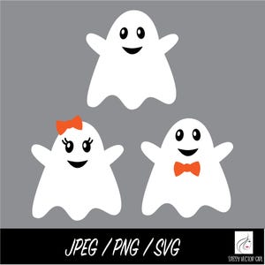 Cute Ghost svg, Ghost Gitl png, Ghost Boy svg, Ghost with Bow png, Ghost Cute File, Cut Halloween Ghost svg, Sublimation Designs