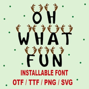 Christmas Reindeer Font TTF, Holiday Alphabet Letters Svg, Deer Antlers Alphabet PNG, Christmas Alphabet Svg, Installable Font Oft