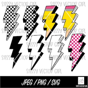 Pacote Lightning Bolt svg, Relâmpago xadrez Png, Relâmpago xadrez rosa Svg, Camisa Lightning Bolts png, Sublimação Lightning Bolt