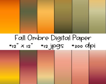 Fall Ombre Digital Paper Bundle, Autumn Ombre Digital Paper, Fall Gradient Backgrounds, Earth Colors Background, Thanksgiving