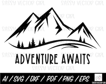 Adventure Awaits SVG, Mountains png, Colorado svg, Adventure Cut File for Cricut, Silhouette, Digital Download, Travel svg, Camping Shirt