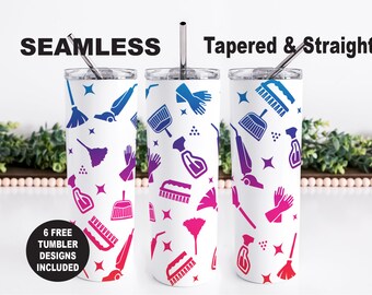 Housekeeper PNG Tumbler Wrap Design, Housekeeping Seamless Sublimation Design, Best Housekeeper Ever Skinny Tumbler PNG Wrap, Cleaning Lady