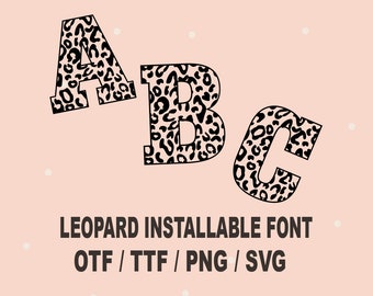 Leopard Print Schriftart TTF, Leopard Print Letters svg, Leopard Alphabet Buchstaben und Zahlen png, Cheetah Print Letters svg, Animal Print Letters