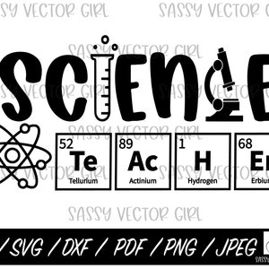 Professor de ciências SVG, professor de tabela periódica png, arquivo de corte de ciências, camisa svg, arquivos de corte, cricut, silhueta, download instantâneo