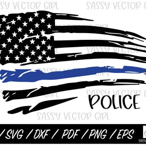 Police Thin Blue Line SVG, Policeman American Flag Cut File, Police Sublimation, Police PNG, Cut Files, Cricut, Silhouette, Instant Download