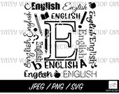 English SVG, English png, English Teacher Svg, English Sublimation, Language Arts svg, Teacher Appreciation, English Squad Cut File