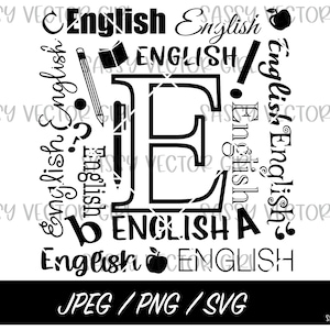 Engelse SVG, Engelse png, Engelse leraar Svg, Engelse sublimatie, Taalkunsten svg, Leraarwaardering, Engelse Squad Cut File