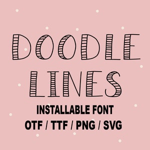 Fonte Doodle Svg, Letras Doodle TTF, Alfabeto listrado svg, Fonte desenhada à mão OTF, Fonte manuscrita instalável, fonte fofa, fonte artesanal