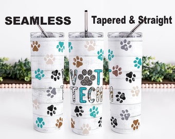 Diseño de vaso de sublimación Vet Tech de 20 oz, diseño de envoltura de vaso PNG de técnico veterinario, diseño de sublimación Vet Tech