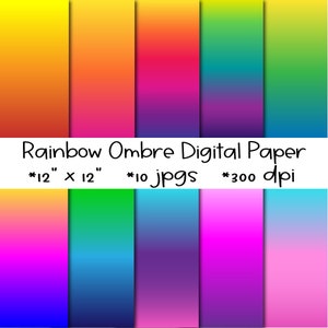 Ombre Digital Papier Set, Ombre Digitaler Hintergrund Bundle, Regenbogen Farbverlauf Hintergründe, helle Farben Hintergrund, buntes Scrapbooking